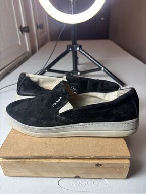 PRADA SPORTS Suede Slip-On Sneakers Sz 36.5 / US 6.5 Navy Women USED